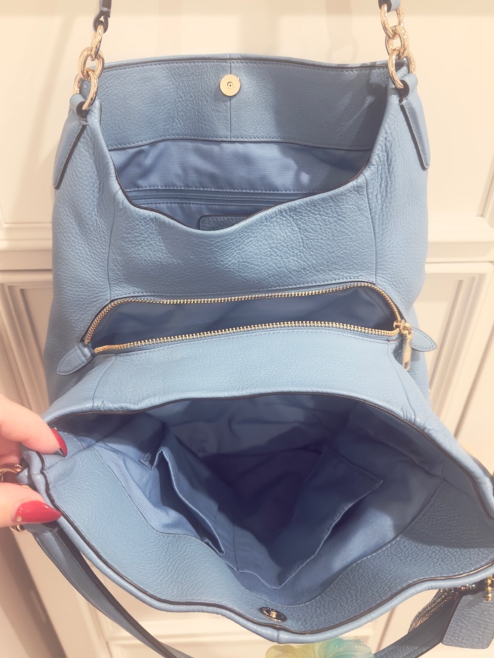 🩵🌼 Coach Madison Phoebe Cornflower Blue Pebbled Leather Shoulder Bag - EUC! - Picture 8 of 16